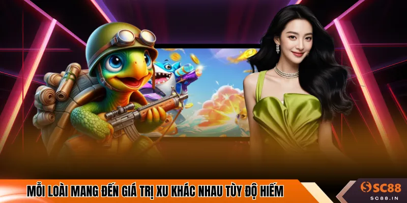 Mỗi loài mang đến giá trị xu khác nhau tùy độ hiếm